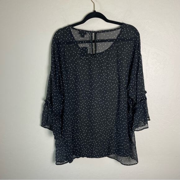 Torrid Black Polka Dot Chiffon Blouse Top Long Sleeve 2X NWT 10927419 - Picture 9 of 13